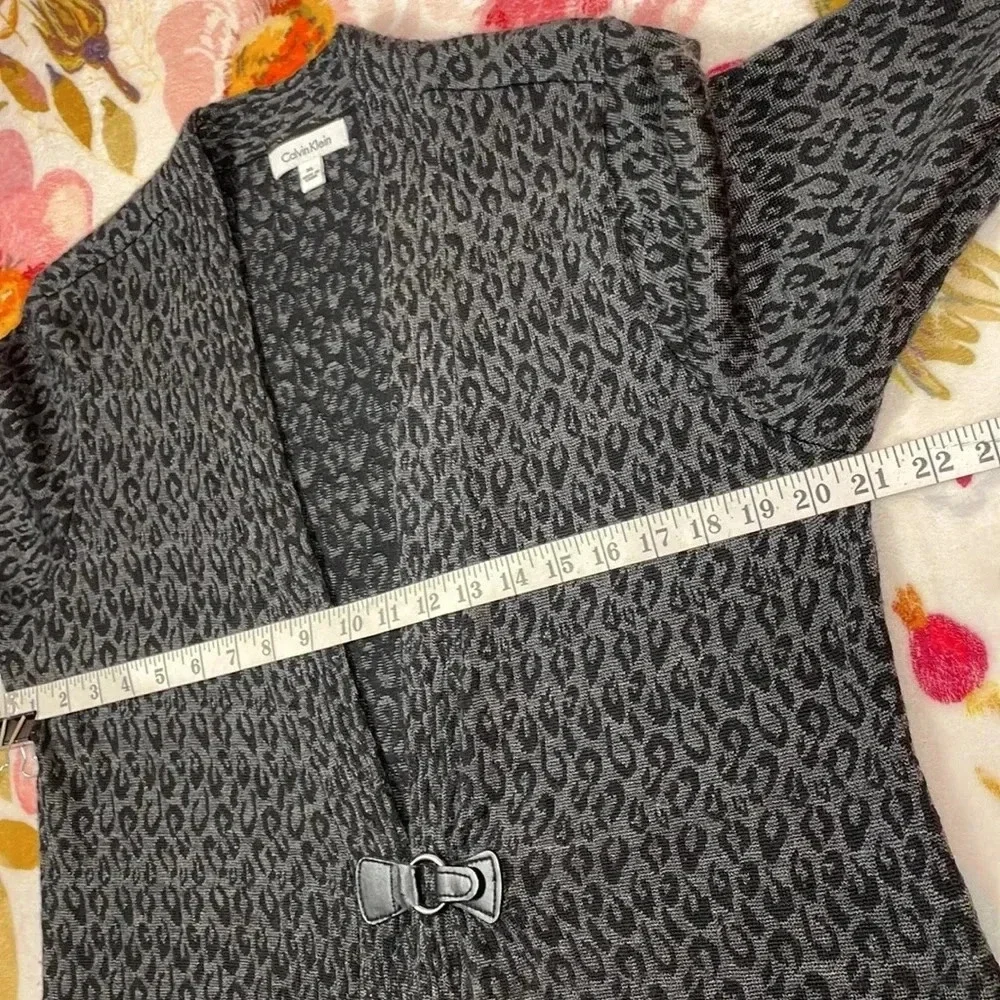 Calvin Klein merino wool blend open front animal print long cardigan XL - Picture 8 of 12